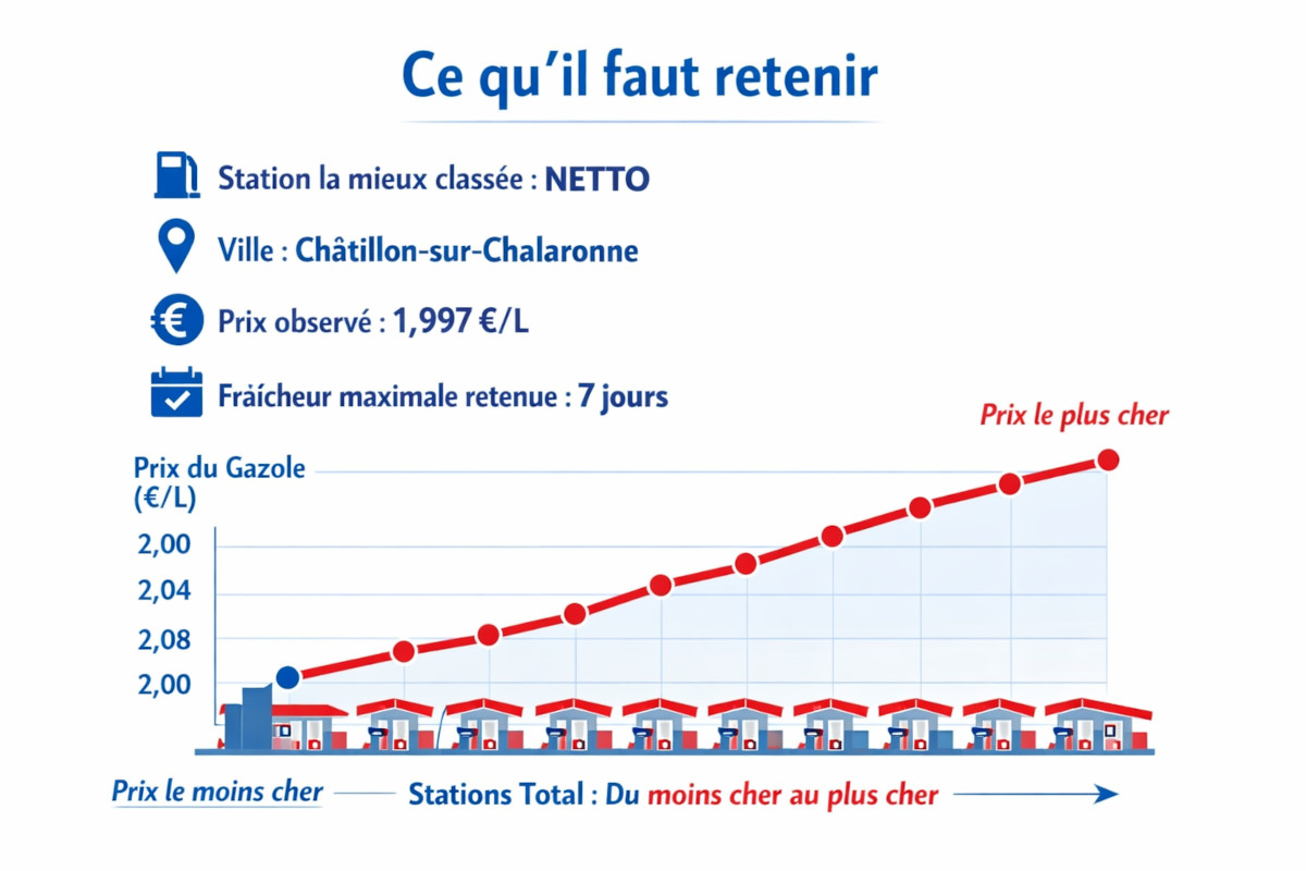 GAZOLE : les stations les moins chères avec prix récents